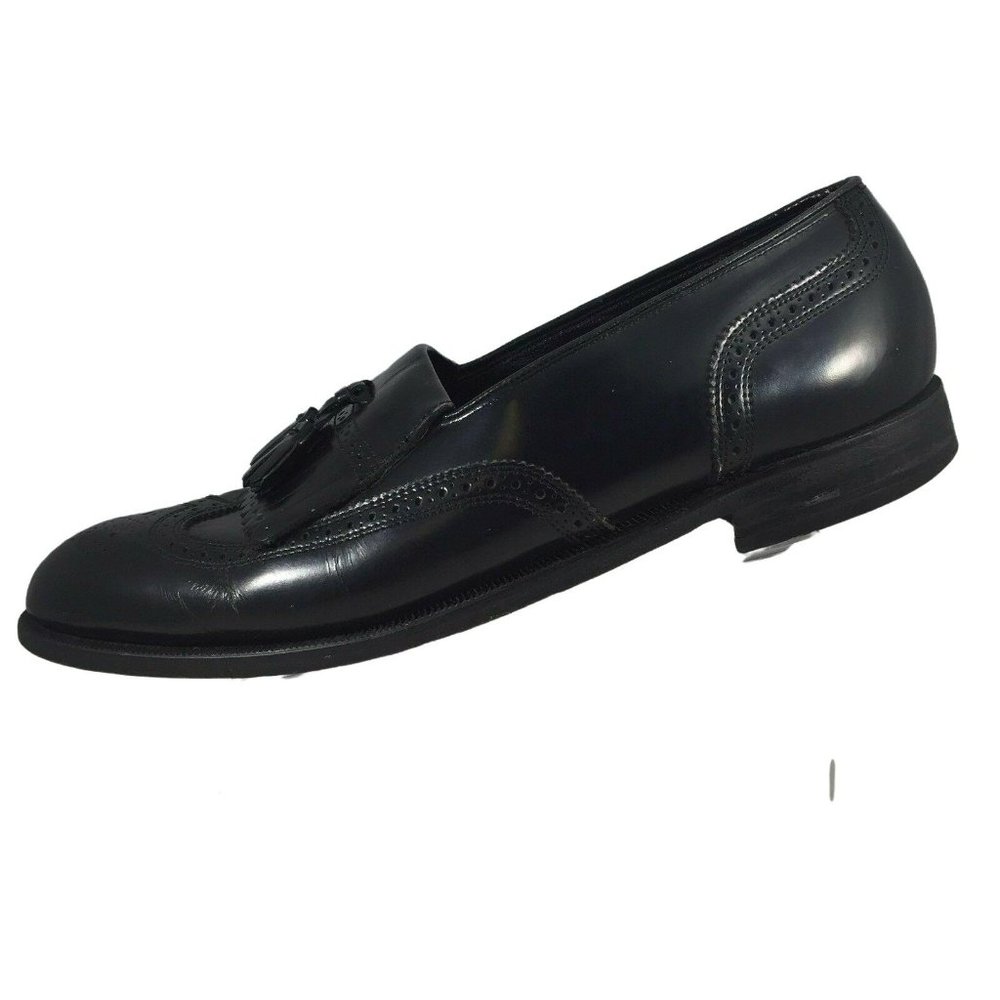 Florsheim Black Shoes Mens 10 D Leather Wingtip Brogue Tassel Kiltie Loafers